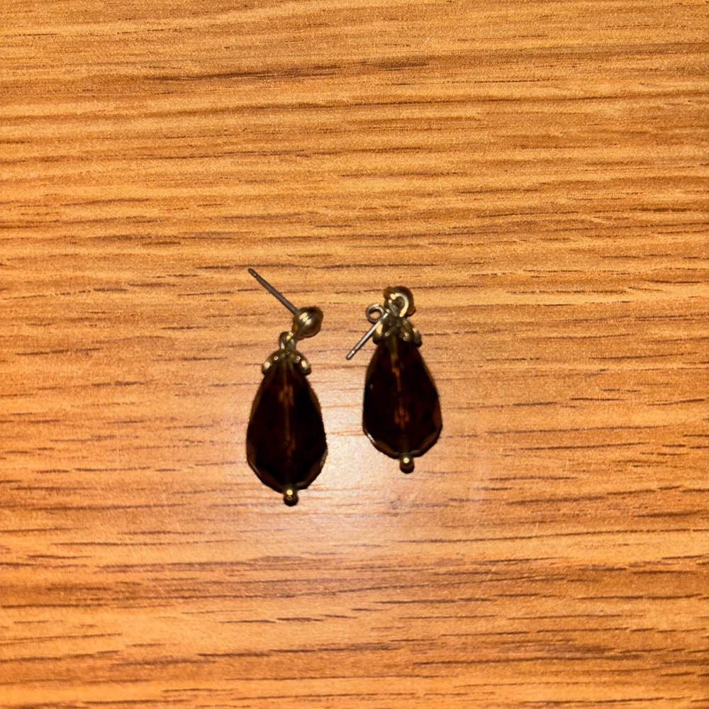 Chic Gold and Brown Teardrop Earrings